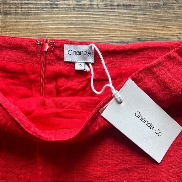 Ghanda Cotton Red Skirt Womens Size 10 Frill Hem Mini Lined Summer NWT - Picture 4 of 6